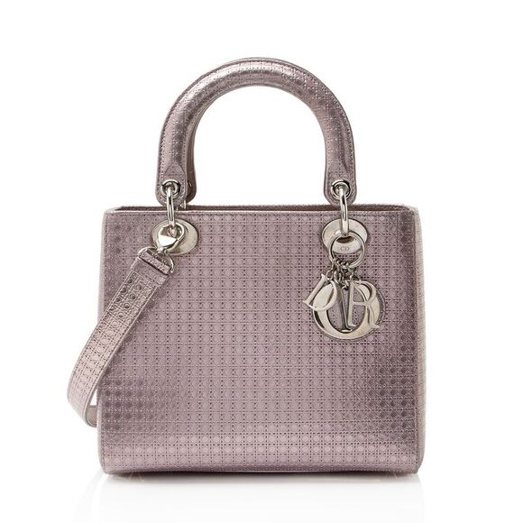 Dior Handbags - Dior Micro Cannage Metallic Calfskin Lady Dior Medium Tote